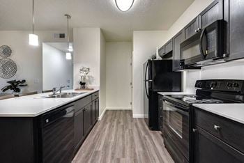Quartz countertops throughout